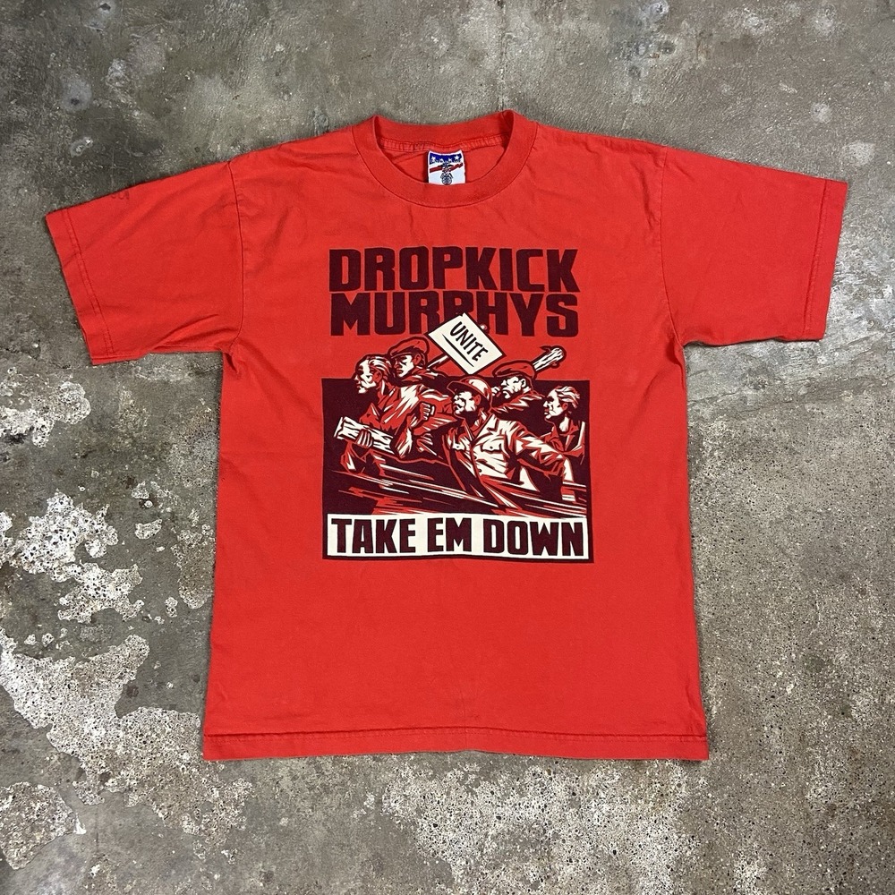 Union Made Dropkick Murphys T-Shirt Size Medium Red Take Em Down Punk Band Logo